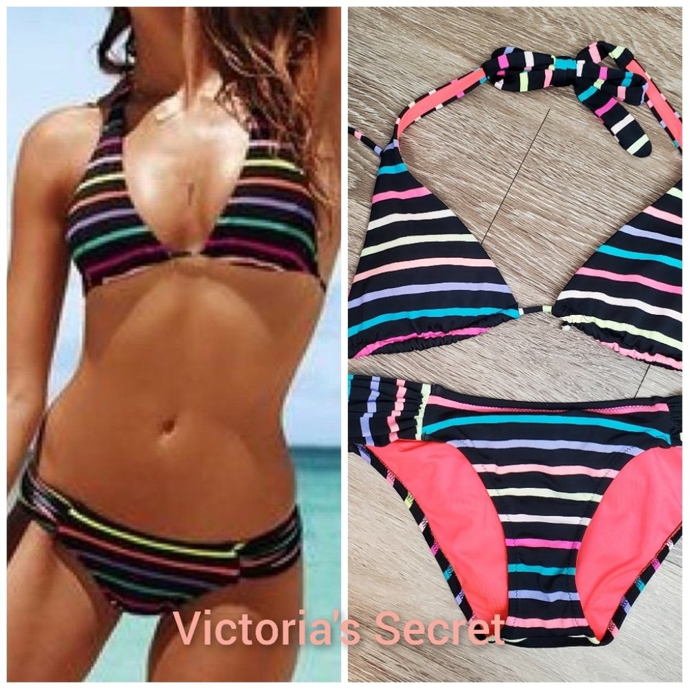 Victoria's Secret Black & Pastel Bikini size Small
